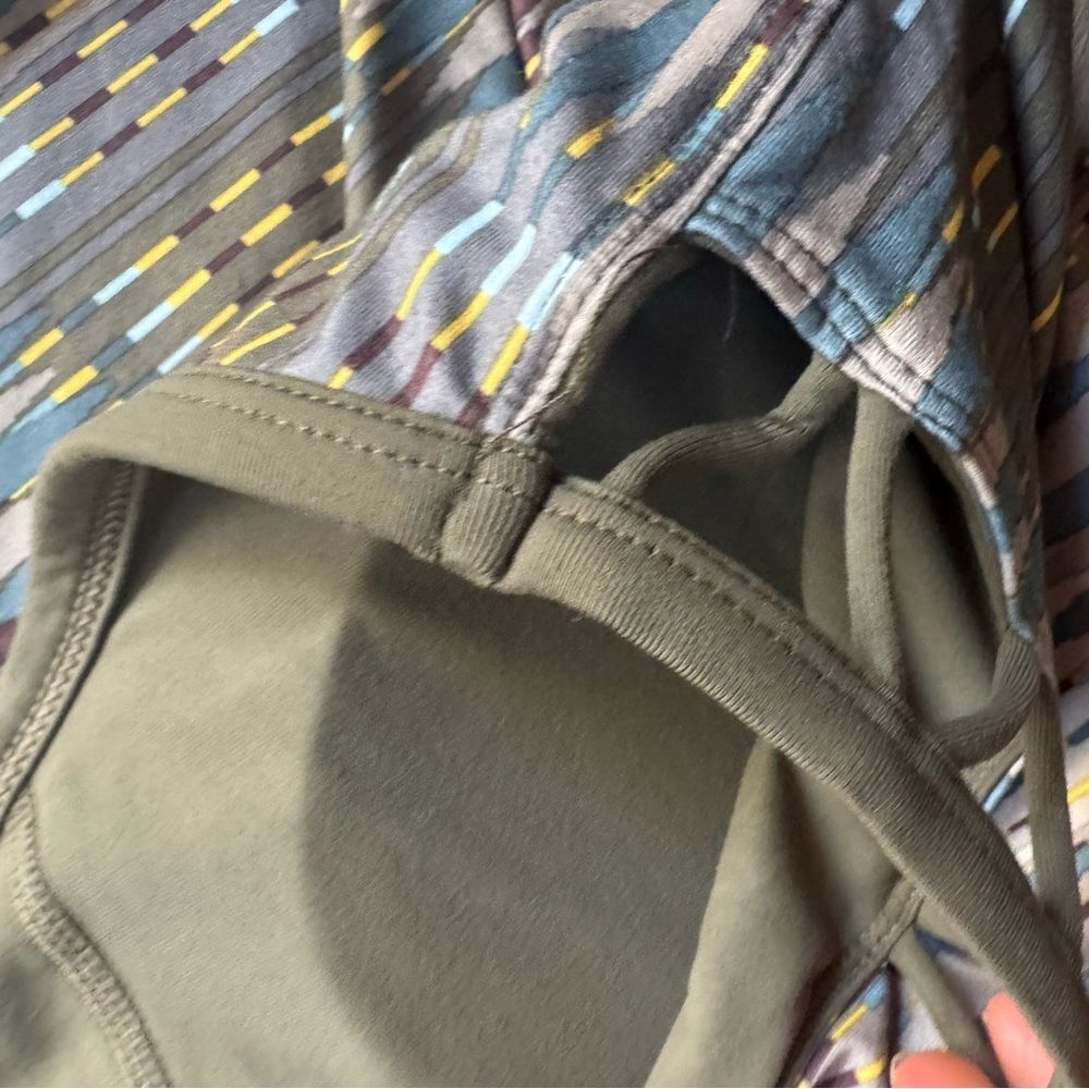 Prana Ardor Elastic Sports Dress Build in Bra Sz M Olive Green Athleisure Comfy - Picture 14 of 15